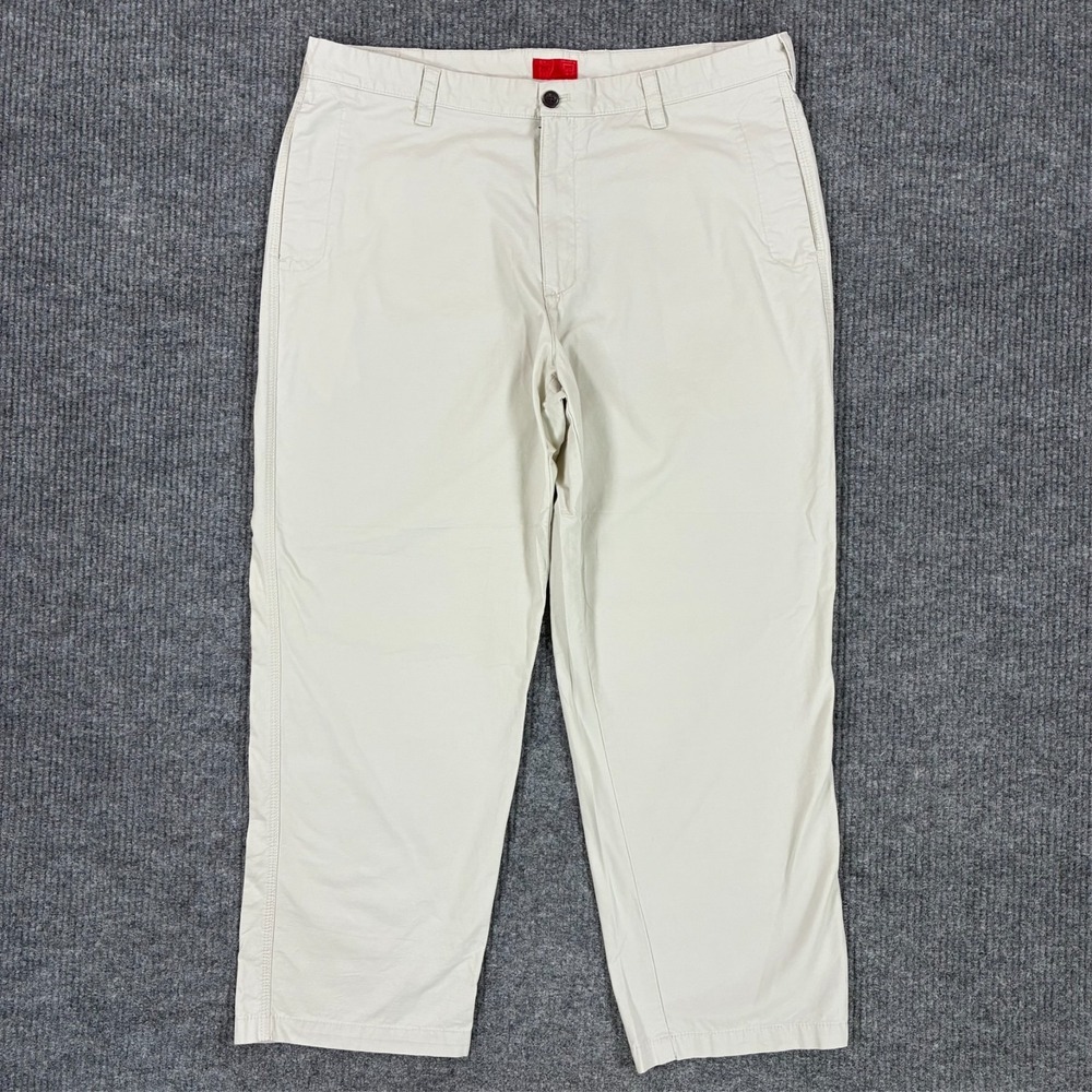 IZOD Mens Chino Pants Size 40x30 Beige‎ Straight Leg Cotton Casual High Rise